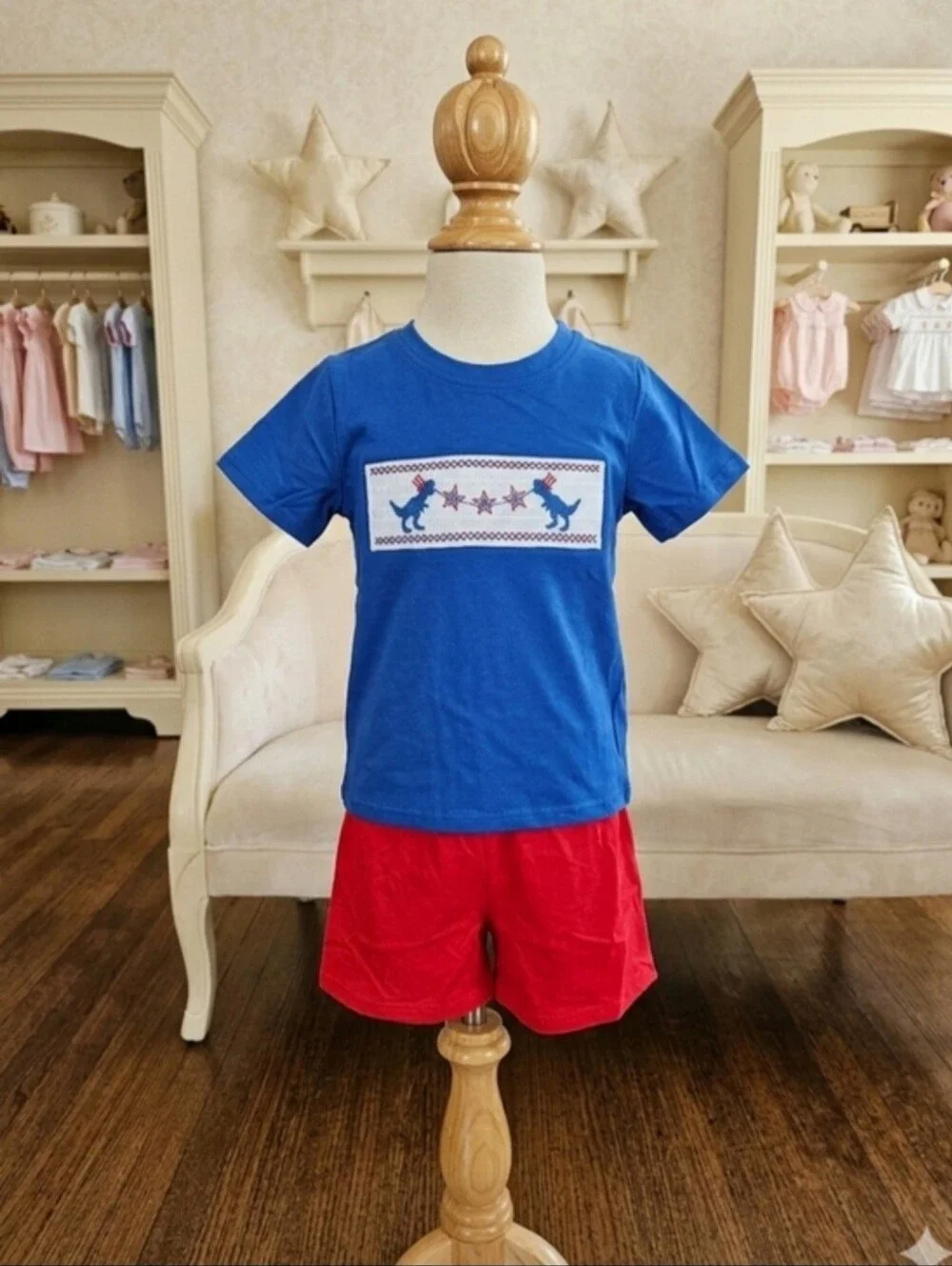 NWT Rylee Faith Designs Patriotic Dino Outfit 🇺🇸
